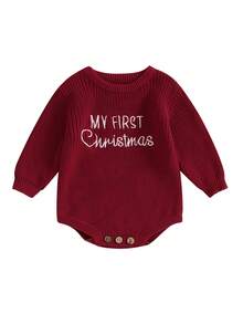 My First Christmas Baby Outfit Girl Boy Christmas Sweater Bubble Romper Long Sleeve Jumpsuit Fall Winter Outfit