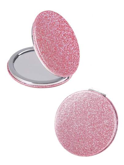 10 piezas Juego de 5 brochas de maquillaje Conveniente Sombra de ojos Ceja Cepillo facial Labios Cepillo de sombra de nariz "Brocha de maquillaje facial Ultra portátil de alta calidad PU Tamaño de bolsillo plegable Espejo pequeño brillante con brillo