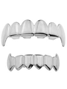 1 Set Classic Punk Six-Tooth Smooth Fang Grillz, Funny Accessory For Halloween, Unisex