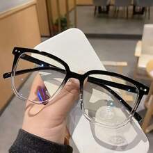 1 Pair Blue Transparent Lens Glasses, Suitable For Men And Women, Fashionable Design, Simple Style, Durable Frame - G3 - View 5
