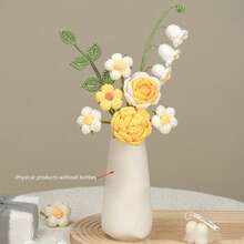 1 Set Finished Home Decor Openwork Rose, Lily Of The Valley Crochet Flowers, Handmade Floral Bouquet, Artificial Flowers, Knitted Flowers, Crochet Flowers, Handcraft Flowers, Valentine's Day Gift, Lucky Flower Bouquet