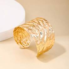 Luxurious Wide Cuff Bangle Bracelet - Exaggerated Asymmetrical Pleats, Alloy Hand Jewelry With Elegant Design, Stylish Accessory For Women