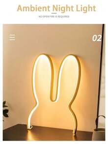 Nordischer Stil süßer Hase-Ohren Nachtlicht, LED Softlicht Schlafzimmer Nachttischlampe, dimmbar per Knopfdruck, verspieltes Design, gemütliche Tischdekoration für Kinderzimmer, Steckdosenlampe, Innenraum Stimmungslicht - 1 Stück