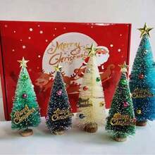 12/20/24 Pieces Tabletop Christmas Tree 4.5cm/1.77inch Green Decorations Mini Christmas Tree Pine Wood Tabletop Decorations Mini Set Party Decorations, Christmas Decorations, New Year Gifts - Blue-green - View 7