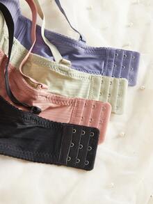 4PCS Ladies' Balcony Cup Set With Steel Strap For Support, Breathable, Solid Color, Simple Design, Sexy And Stylish, Makes Large Breasts Appear Smaller - Multicolor - View 6