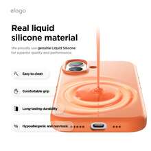 Elago High Quality Magnetic Liquid Silicone Case For IPhone 17, Compatible With MagSafe, Liquid Silicone Material, Protective Cover, Shockproof, Slim Phone, Fashion, Velvet - For Men, For Women, Luxury, Fashion, Minimalist - 橘色 - 查看 7