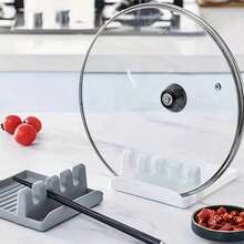 1pc Multi-Functional Silicone Pot Cover, Spoon & Spatula Rest Holder,Spoon Holder, Multi-Purpose Cutlery Holder, Spoon Shovel Holder, Pot Lid Holder, Spatula Holder, Restaurant Kitchen Utensil Holder - Multicolor - View 3