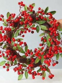 1pc Rustic Wood Grain DIY Rattan Wreath,Wreath Ring,Wreath Making Kit,Wreath Base,Wreaths To Decorate- Available In Five-Pointed Star, Heart, Moon & Ring Shapes, With Artificial Flower/ Vine Branch Options. Suitable For Ramadan, Christmas, Thanksgiving, Weddings, Birthdays & Home Wall Hanging Decorations (Includes Wooden Vine Hoop For DIY). - Multicolor - View 9