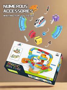 32/48/88 件模块化电动火车轨道套装，适合 3-5 岁儿童，包含连接轨道、反重力 3D 嵌入式布局和车辆，STEM 学习礼物，是万圣节、圣诞节和感恩节的理想选择。 - 彩色 - 查看 3