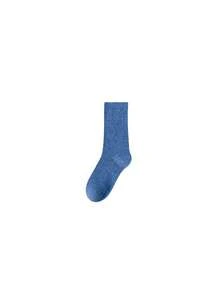 1 Pair/5 Pairs Blue Socks, Fashion Casual Minimalist Comfortable Soft Sports Versatile Women Mid-Calf Socks