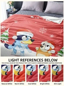 Bluey Pătură de Crăciun din flanel Bluey - Prima alegere pentru decorarea camerei, super moale, ușoară, imprimeu cu desene animate, fulgi de zăpadă Bluey Catch, perfectă pentru casă, un cadou zilnic, de ziua de naștere pentru prieteni, familie, pentru tine, pătură confortabilă și caldă, decor de cameră de Crăciun, înapoi la școală, rechizite școlare, decorațiuni de Crăciun, decor dormitor, nuntă, pătură, Oeko-Tex