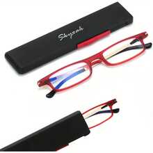Ultra-Thin Foldable Blue Light Blocking Reading Glasses Unisex Eye Fatigue Relief Push-Pull Portable Box Paper Thin Design HD Comfortable Elderly Friendly - 黑色的 - 查看 4