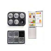 6-Grid Round, Skull-Shaped, And 4-Grid Rose-Shaped Ice Cube Balls. Large Ice Cube Maker Suitable For Whiskey Cocktails And Homemade Beverage Refrigeration Ice Molds - Black - View 1
