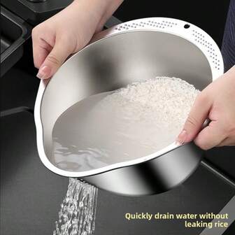 Rice Washer Strainer Bowl Stainless Steel 304 Rice Washing Bowl Rice Sieve Colander Fruit And Vegetable Strainer Kitchen Tools