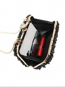 New Embroidered Beaded Water Droplets Sequined Handbag For Women, European And American Fashion Banquet Bag, Evening Bag, Beaded Bag - 黑色 - 查看 11