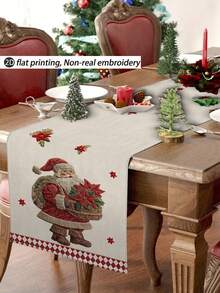 1 pezzo Runner da tavola con stampa digitale effetto ricamo 2D a tema Babbo Natale, decorazione natalizia per la tavola, runner da tavola effetto lino natalizio, runner da tavola, 1 pezzo runner da tavola, 4 pezzi sottopiatti, 1 pezzo federa (senza imbottitura), 3 prodotti disponibili, decorazioni natalizie per interni/esterni, decorazioni per feste invernali, decorazioni natalizie, decorazioni per la stanza a tema natalizio, decorazioni per feste di Natale - Multicolore - Visualizzare 12