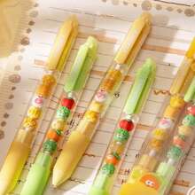 قلم حبر جاف بحبر أسود، قابل للسحب بتصميم كاواييي دب، قبضة سيليكون مريحة، مناسب للمدرسة والمكتب والامتحانات، اكسسوارات قلم خرزي DIY