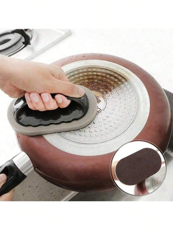 1 Magic Cleaning Sponge With Handle For Cleaning In The Kitchen, Removing Rust And Erasing Stains