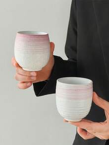 1 件粉色线条陶瓷咖啡杯，极简主义哑光陶瓷杯，日式陶瓷手柄杯，水杯，果汁杯，派对和下午茶杯，礼物，适合所有季节，万圣节，圣诞节 - 彩色 - 查看 10