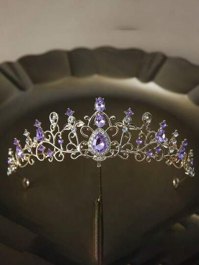 1 件女士金色水晶新娘皇冠，优雅，适合婚礼、舞会、派对佩戴