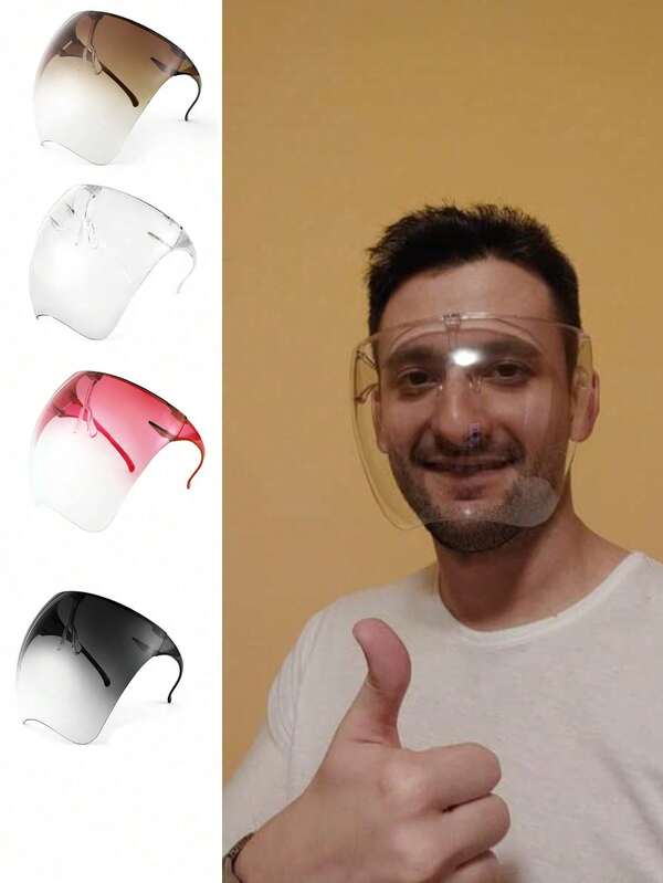 1 Protetor Facial Transparente e Elegante com Lentes Gradientes à Prova de Vento - Máscara de Proteção para Ciclismo/Atividades ao Ar Livre com Design Ajustável Estilo Óculos, Adequada para Proteção contra Vento e Areia durante o Ciclismo, Prevenção de Poeira em Esportes ao Ar Livre, Proteção para Motociclismo e Proteção em Trabalhos Industriais. Acompanha Pano Espelhado.