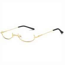 Fashion Women's Retro Frameless Half-Frame Costume Props Glasses, Party Accessories, Frameless, Anime Decorative Glasses, Live Streaming Props Glasses, Anime Cosplay Glasses, Ideal Gift Choice - 黑色 - 查看 8