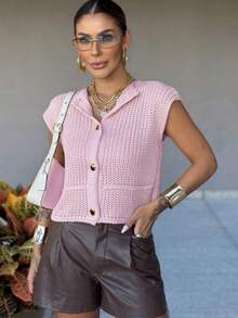 Austria Women's Vest - Sophistication And Elegance In Knitwear - 淺粉色 - 查看 2