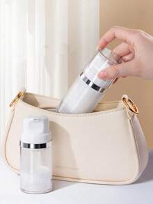 1pc Refillable Transparent Vacuum Pump Dispenser Bottle, Travel Cosmetic Container For Lotions, Serums, Shampoos, Suitable For Business Trips And Outdoor Activities, Great For Halloween, Christmas Travel