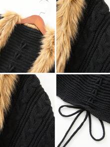 JIANHU V领长袖西式毛领边开衫