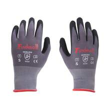 3 Pairs Small Nylon Knitted Gloves With Nitrile Latex, Work Gloves, Immersion Design, Increase Friction, Provide Better Grip, And Be More Sturdy, Comfortable And Breathable, High Elasticity - 灰色 - 查看 1