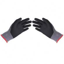 3 Pairs Small Nylon Knitted Gloves With Nitrile Latex, Work Gloves, Immersion Design, Increase Friction, Provide Better Grip, And Be More Sturdy, Comfortable And Breathable, High Elasticity - 灰色 - 查看 4