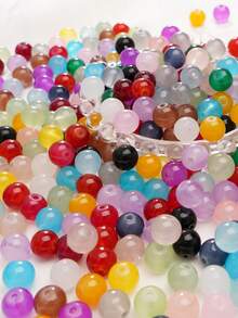 beadia 6/8Mm 500pcs Solid Color Glass Loose Beads Necklace Making Beads Handwoven Additions - Multicolor - View 7