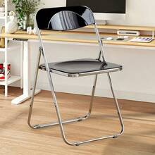 2-Piece/4-Piece/6-Piece Acrylic Folding Chair Sets, Stackable, Lightweight And Durable, Modern Armless Design, Suitable For Indoor/Outdoor Use, Perfect For Holiday Parties. - 黑色 - 查看 1