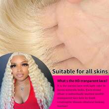 Deep Wave 13x4 HD Lace Frontal Human Hair Wig  Curly 613 Honey Blonde Water Wave 13x4 Lace Front Wigs For Women 200% - S613 - 查看 7