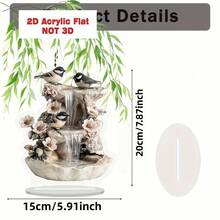 1 pieza Fuente de escritorio de pájaro 2D de acrílico con cascada, adorno de escritorio estacional, adecuado para habitación, ventana, dormitorio, sala de estar, decoración de oficina, sin batería requerida, regalo ideal para Navidad, Acción de Gracias, Año Nuevo - Multicolor - Ver 7