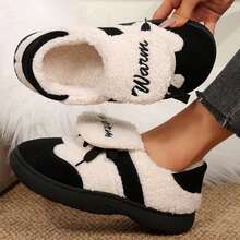 Women's Snow Boots Fuzzy Comfy House Shoes Fluffy Slippers Memory Foam For Indoor Outdoor Bedroom Fall - 黑色 - 查看 4
