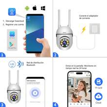 2NLF Pack 2 Cámaras Inalámbricas de Vigilancia Blancas 8MP | WiFi6 Banda Dual 2.4G/5G | Zoom 4X | Seguimiento AI de Personas | Audio Bidireccional | Visión Nocturna Color HD 1080*1920 | PTZ 360° | IP66 Impermeable | Almacenamiento MicroSD/Nube | Compatible 390eyes | Ideal para Hogar, Exteriores y Oficinas - Tipo de Enchufe A USA (110-127V) - Ver 9