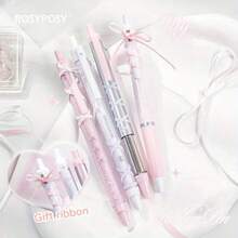 4pcs/Set Ballet Lace Ballpoint Pens, Black Gel Pens, 0.38/0.5 Neutral Pens, Office & School Supplies, Holiday Gifts, Event Prizes