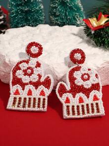 Ohrringe mit Weihnachtsmann-Perlenanhänger, Schneeflocken, Weihnachtsbaum-Hängeohrringe, Accessoire für täglichen Party-Schmuck, Geschenke zu Halloween und Weihnachten