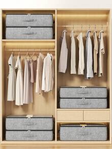 1pc Household Non-Woven Soft Fabric Storage Bag, Non Steel Frame Blanket Storage Bag, Bed Bottom Storage Bag, Clothing Blanket Storage Bag, Mobile Organization Large Capacity Storage Box, Suitable For Cabinets, Travel, School, School Supplies, Foldable Storage Bags, Clothes, Blankets, Storage Bags, Breathable Zipper Storage Bags, Suitable For Bedroom Storage Bags With Transparent Windows - Multicolor - View 3