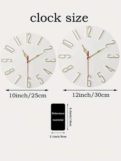 Wit Round Frameless 2D Numerals Wood Grain Silent Battery Operated Moderne Minimalist Wand Klok Living Room, Bedroom, Kitchen, Office, Classic Home ation, Perfect Birthday Room view 5