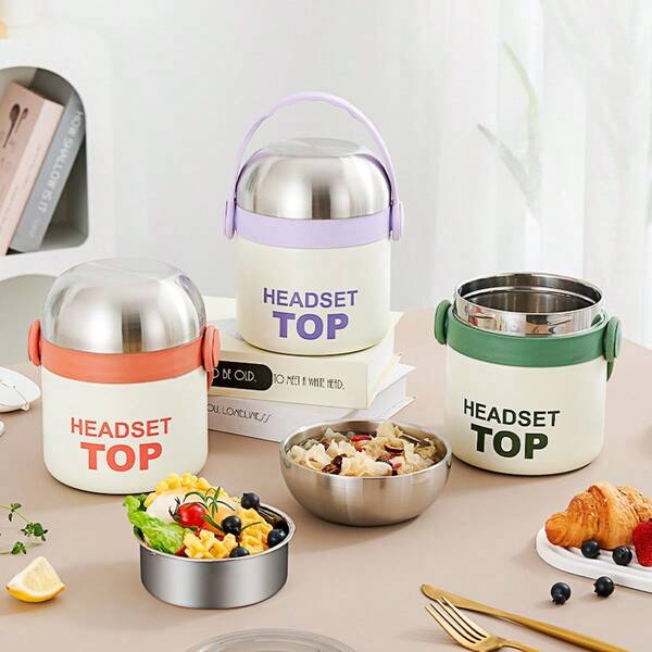 304 Stainless Steel Insulated Lunch Box, Large Capacity Multi-Layer Thermal Bento Box With Handle For Office Workers And Students