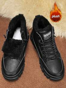 男士高帮皮靴,秋冬新款,保暖内衬,厚底,增高,防滑,中筒圆头系带侧拉链靴,加大码46,男靴,中筒,时尚户外派对街头风,男士户外徒步靴,真皮,防水,耐油,男士皮鞋,户外,时尚休闲运动鞋,男士防刺防压工作鞋,户外沙漠靴,摩托车靴,保暖毛皮靴,男士中筒靴 - 黑色 - 查看 8