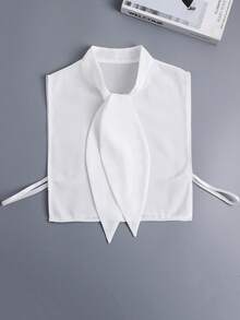 1件女士长款蝴蝶结彼得潘领法式可拆卸尖领圆领假领，白色，适合连衣裙和圣诞装饰 - 長款假領子 - 查看 4