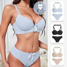 2Sets/3Sets/4sets Conjuntos sexy de brasier y calzón Sin Costuras | Brasier Push Up Seamless y Panty  Cómodo | Ropa Interior Femenina 2026 | Tallas Grandes Disponibles - Multicolor - Ver 13