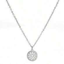 1pc New Geometric Pendant Necklace, Sunflower Amulet Stainless Steel Necklace, Hip-Hop Versatile Accessory - Silver - View 6