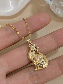 1 Pc Cute Vintage Pendant Necklace For Women Stainless Steel Chain Necklace Daily Party Jewelry Christmas Gifts