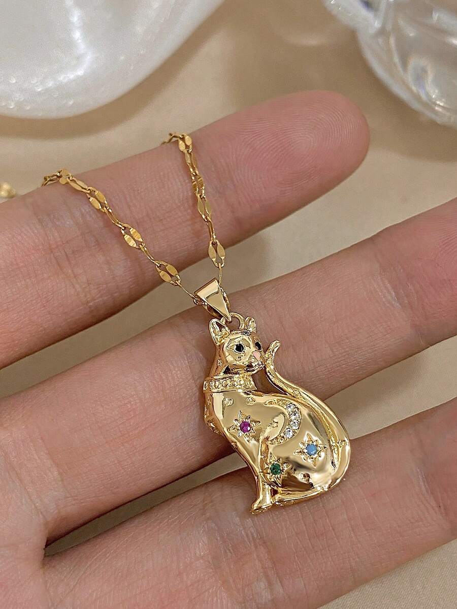 1 Pc Cute Vintage Pendant Necklace For Women Stainless Steel Chain Necklace Daily Party Jewelry Christmas Gifts