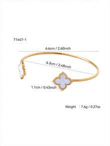 TONSI 1 Set Minimalist Elegant Versatile Luxury 18K Gold Plated Stainless Steel Four-Leaf Clover Bracelet & Ring Jewelry Gift Box Set, Best Birthday/Holiday Gift For Women