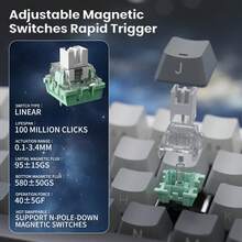 ATTACK SHARK X68PRO HE Rapid Trigger Magnetic Keyboard, Tri-Mode RGB, 8KHz Polling Rate, Adjustable Actuation, Magnetic Switches Wireless Gaming Keyboard With Coiled Cable For PC, Christmas Gift, Xmas Edition, Year-End - Black Red/ Black/ White/ Moon Night - Multicolor - View 8